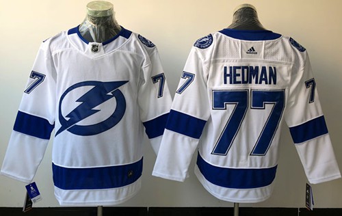 Adidas Men Tampa Bay Lightning #77 Victor Hedman White Road Authentic Stitched NHL Jersey
